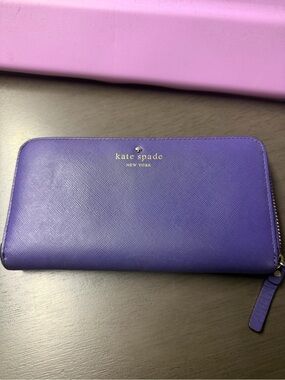 kate spade Purple Saffiano Zip Around Wallet